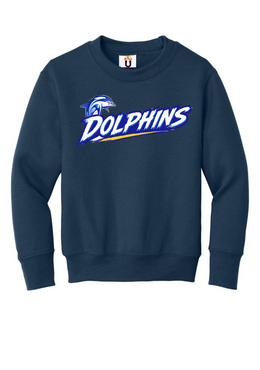 Leisure City K-8 Center Dolphins CREWNECK with printed Logo, Navy Blue Color