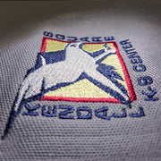 (YOUTH) KSK8 Middle School Embroidered Uniform Top, Polo Classic Pique with Embroidered Logo, Gray and Burgundry Color