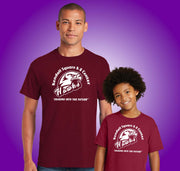 KSK8 Middle School Spirit T-Shirt, with Printed Logo, Burgundy Color