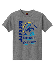 8th Grade Leisure City K-8 Center Dolphins Spirit T-Shirt, with Printed Logo, Gray Color